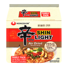 Nongshim Air Dried Shin Ramyun Light 3.4oz(97g) 4 Packs, 농심 신라면 건면 3.4oz(97g) 4팩, 非油炸辛拉麵 3.4oz(97g) 4 Packs
