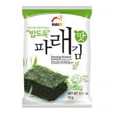 HAIO Premium Roasted Seaweed (Green Laver) 0.71oz(20g) 4 Packs, HAIO 밥도둑 파래맛김 0.71oz(20g) 4팩