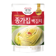 Chongga White Kimchi (Baek Kimchi) 17.6oz(500g),종가집 종가 백김치 17.6oz(500g), kimchi in a jar, 김치