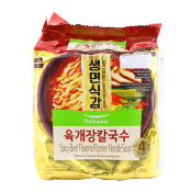 Pulmuone Spicy Beef Flavored Ramen Noodle Soup 4.26oz(121g) 4 Packs, 풀무원 육개장 칼국수 4.26oz(121g) 4팩